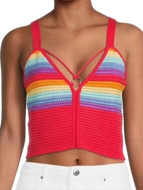 Madden NYC Juniors' Heart O Ring Crochet crop Top rainbow plus size xxl new nwt